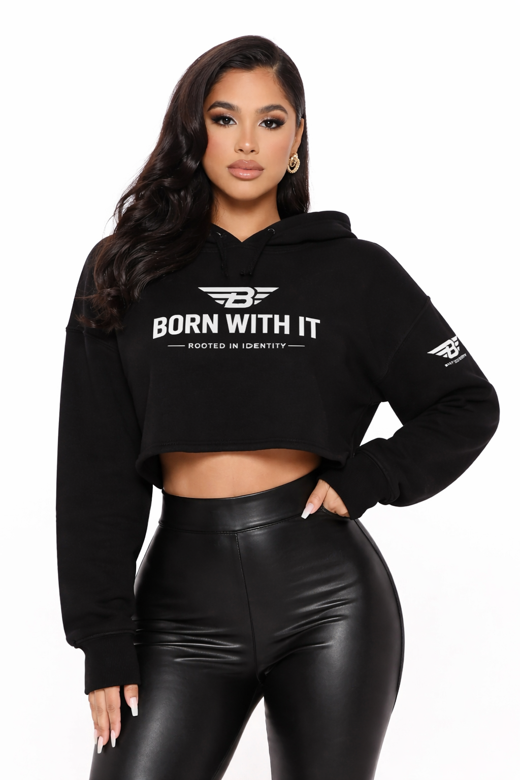 WOMEN'S CROP HOODIE - BORN WITH IT WEAR YOUR TRUTH